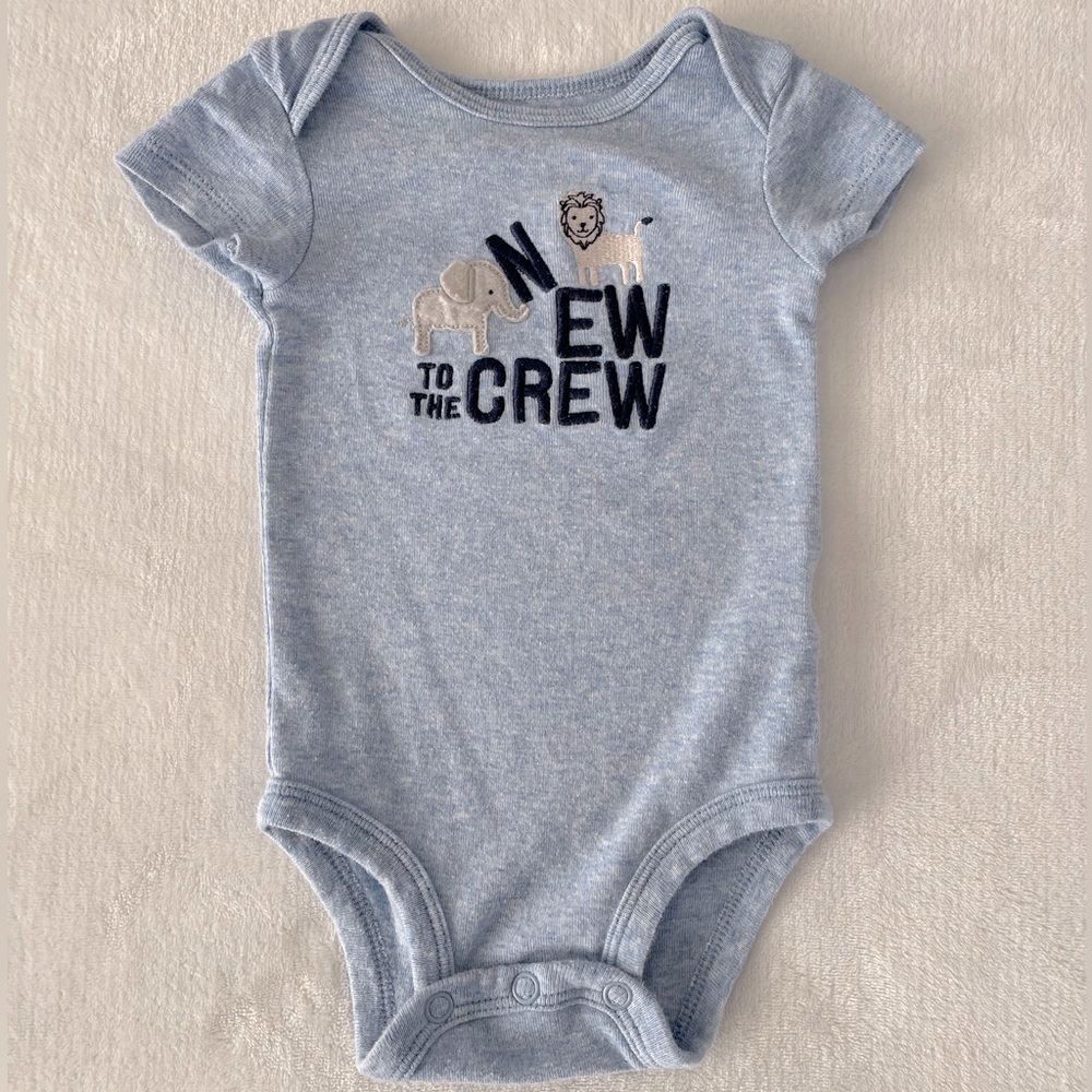 “New to the crew” onesie